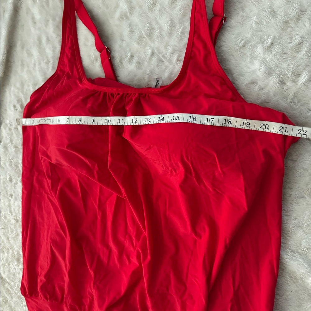 NWT- YONIQUE Tummy Control Bathing Suit Blouson Tankini Swimsuit-Red Dot - Picture 15 of 15